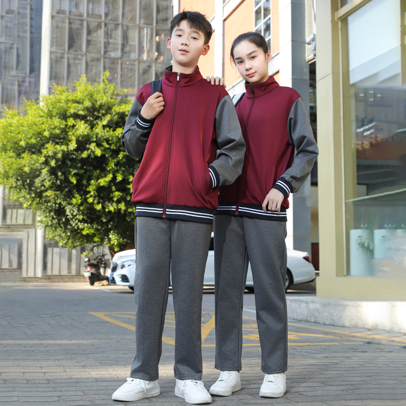 春秋季初中生长袖外套立领学生套装小学生上衣团体服学校校服定制