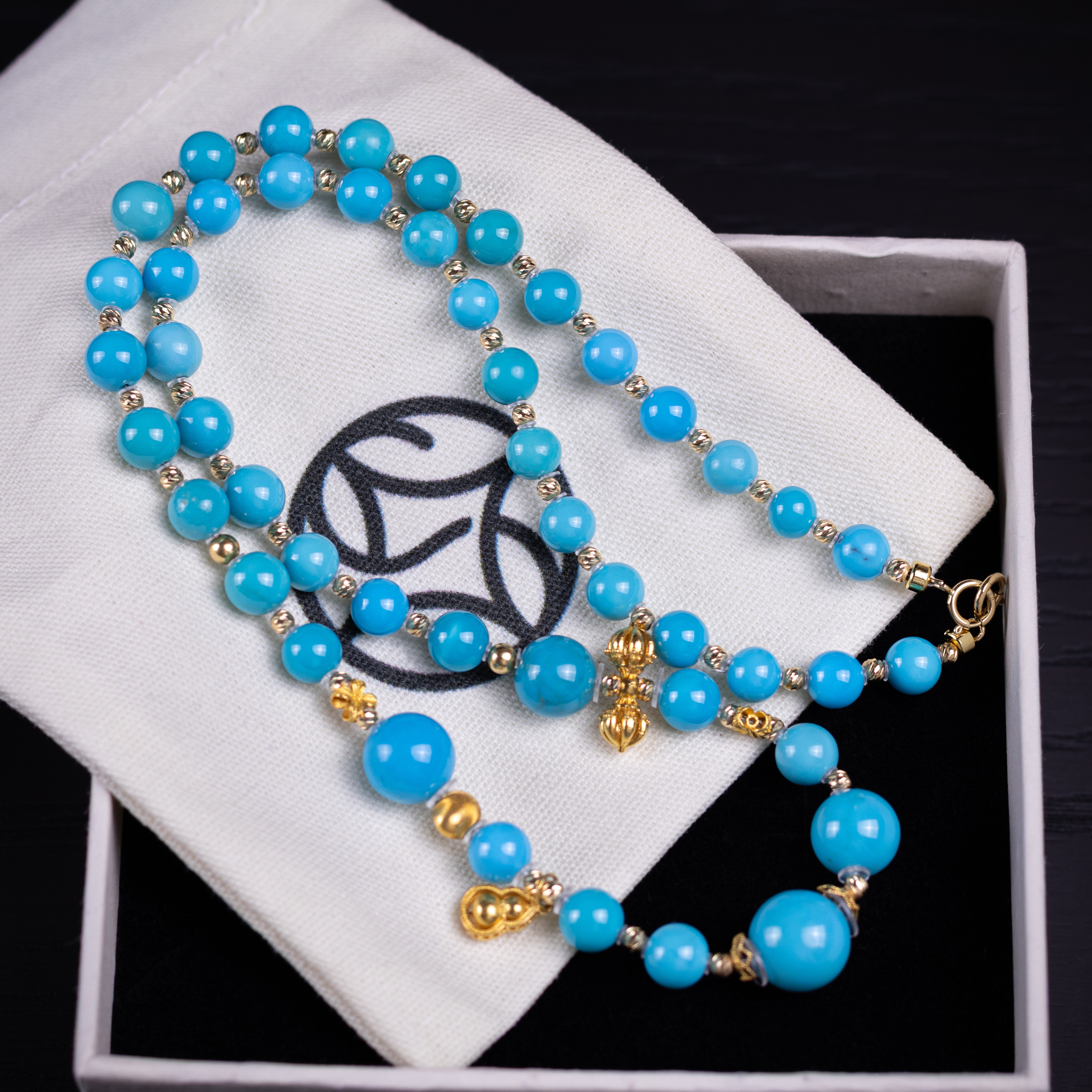 禾奕天然绿松石项链湖北原矿高瓷釉优雅时尚百搭经典国风复古优雅