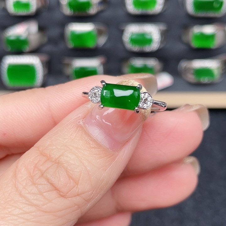 翡翠戒指银S925镶嵌编号0094没有运费险