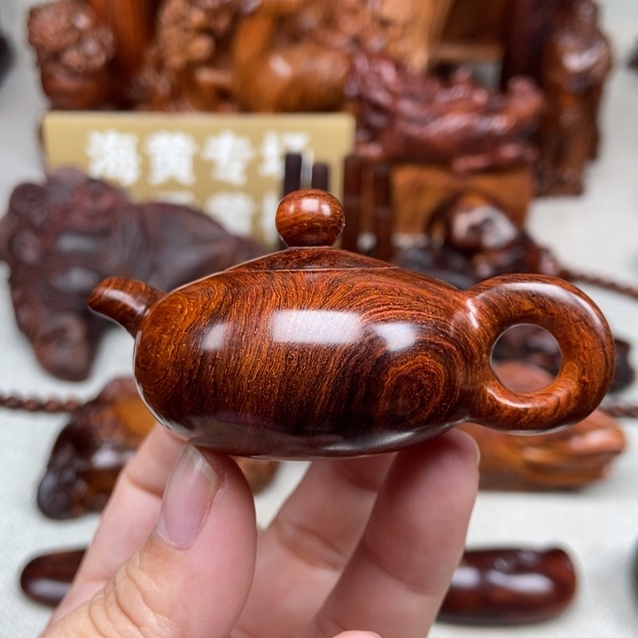 黄花梨/降香黄檀把件对眼壶