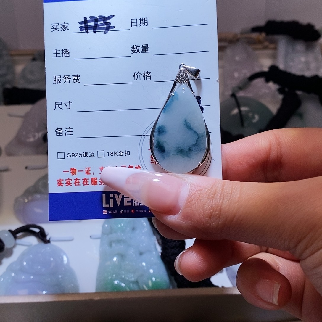 翡翠颈饰银S925镶嵌翡翠17