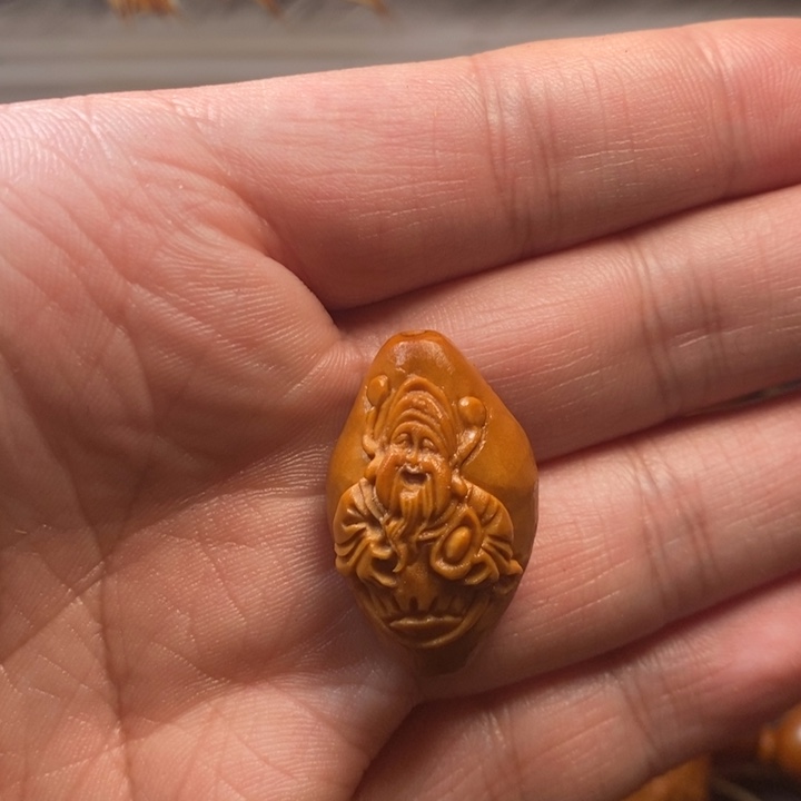 手串/手链橄榄核浮雕财神单子挂件1颗