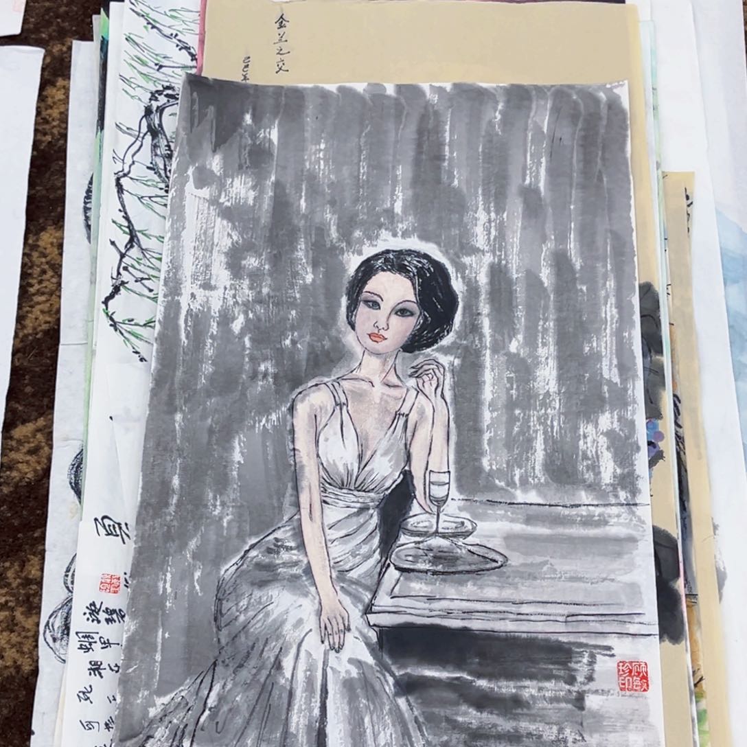 国画顾敏珍老师四尺四开绘画