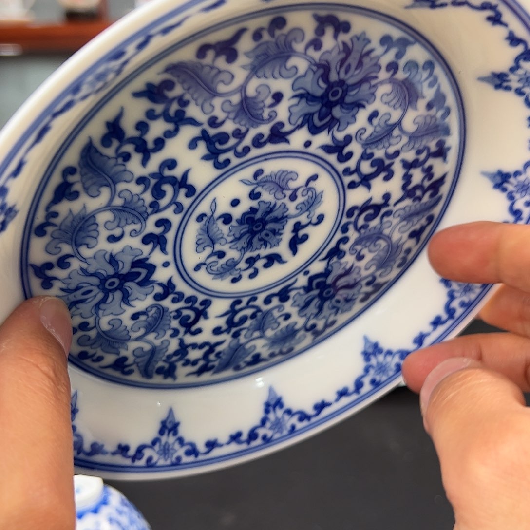 柴窑青花缠枝莲壶承一级品