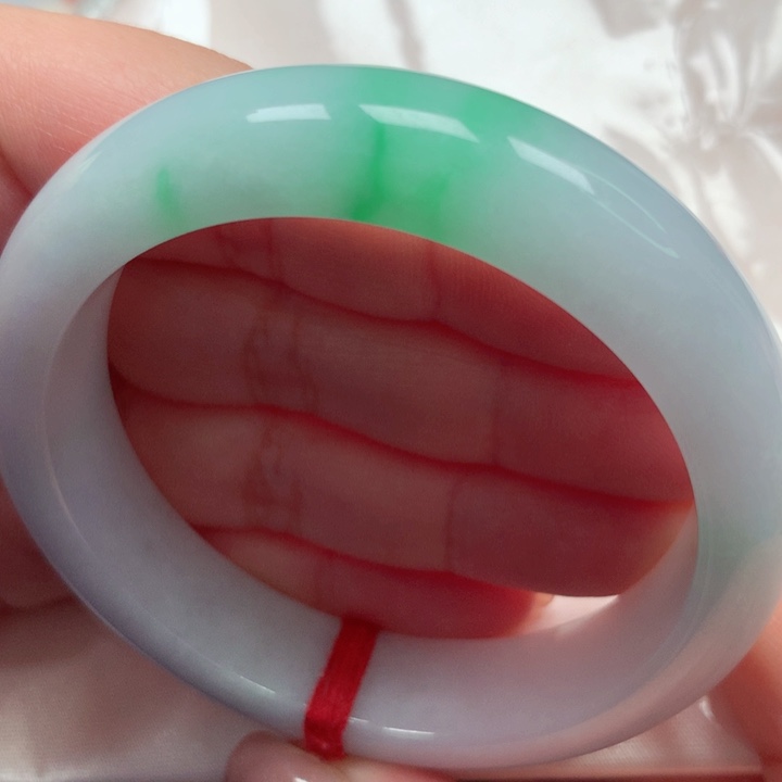 翡翠手镯未镶嵌白底青54