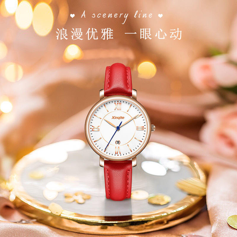 热卖爆款防水全自动石英机芯时尚石英表百搭女士手表简约浪漫