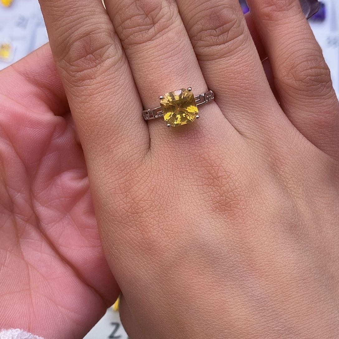 黄晶纯天然无优化黄水晶x银S925镶嵌七*