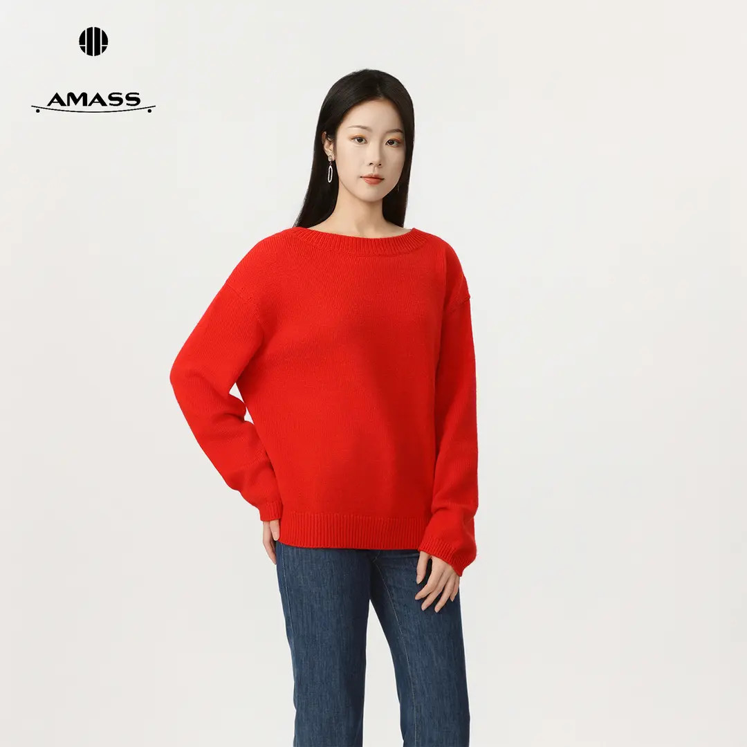 AMASS/阿玛施冬季新款时尚洋气百搭毛衣圆领套头羊毛针织衫538108