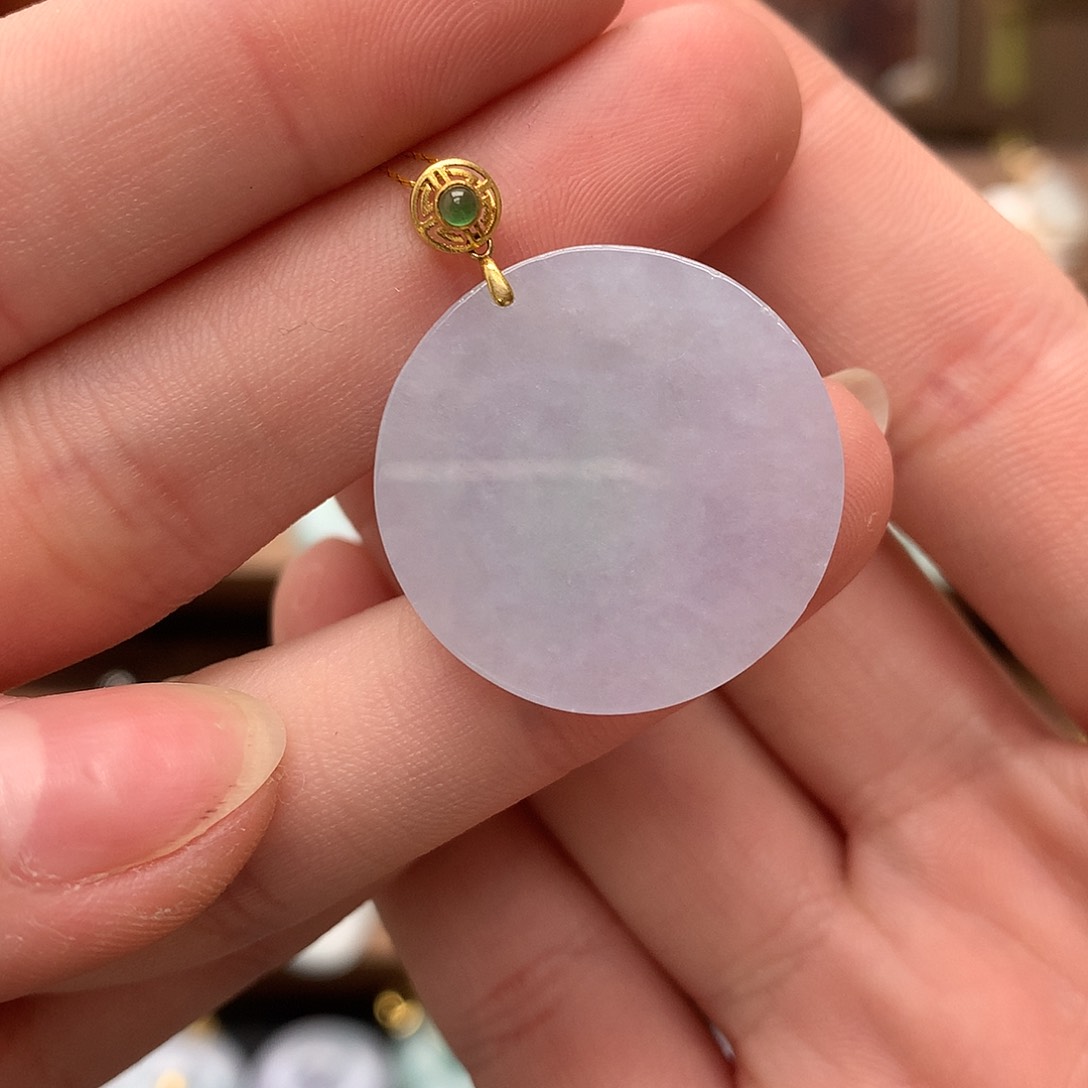 翡翠吊坠(不含链)18K金镶嵌