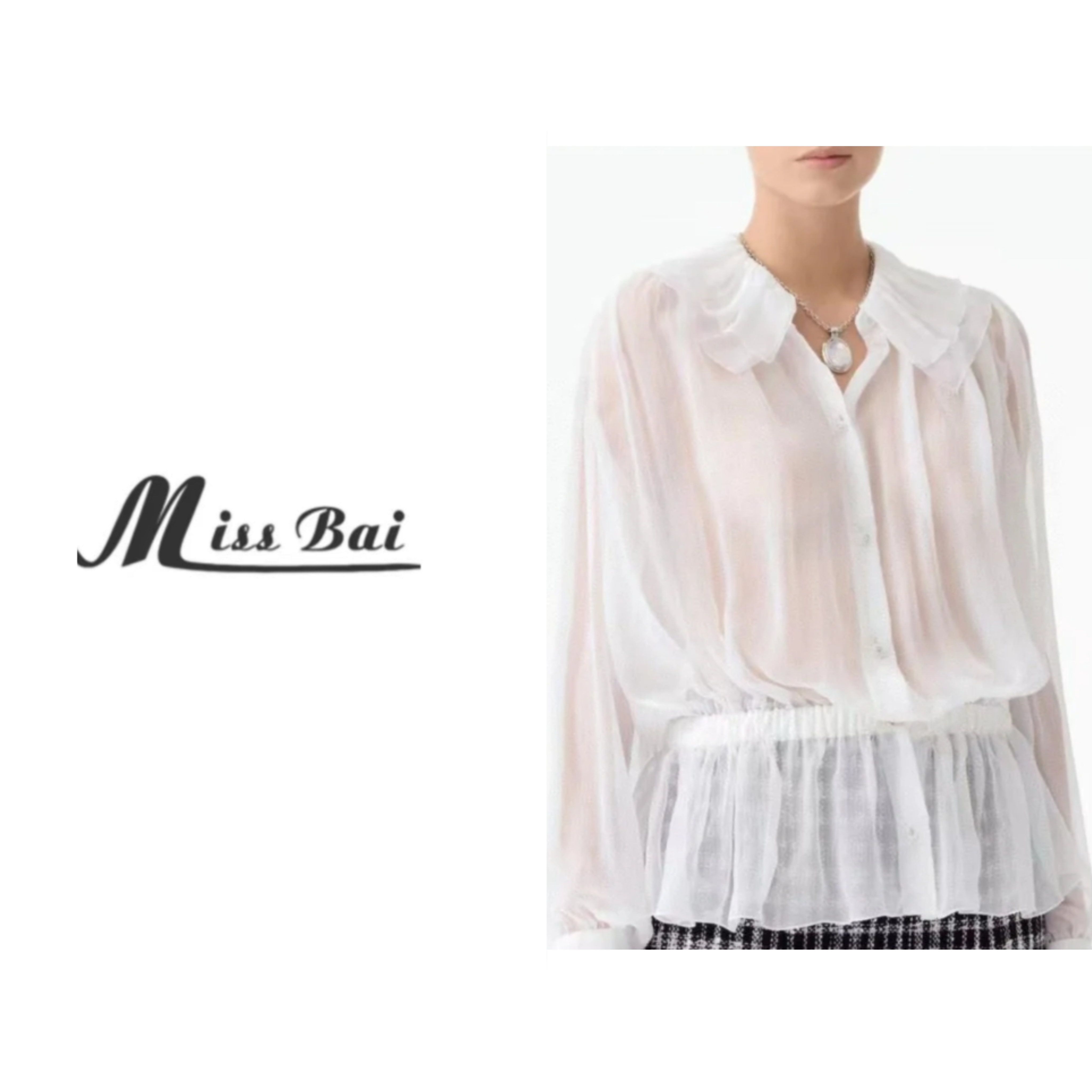【白姐严选】【白月光】25S春夏新款时尚设计感时尚娃娃领衬衣-178