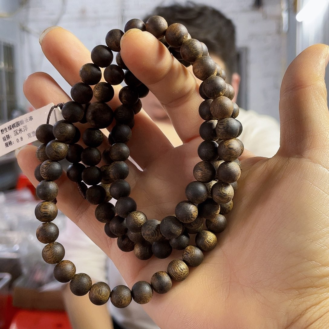 手串沉香野生绿棋圆珠长串0.8/34克多样性发一