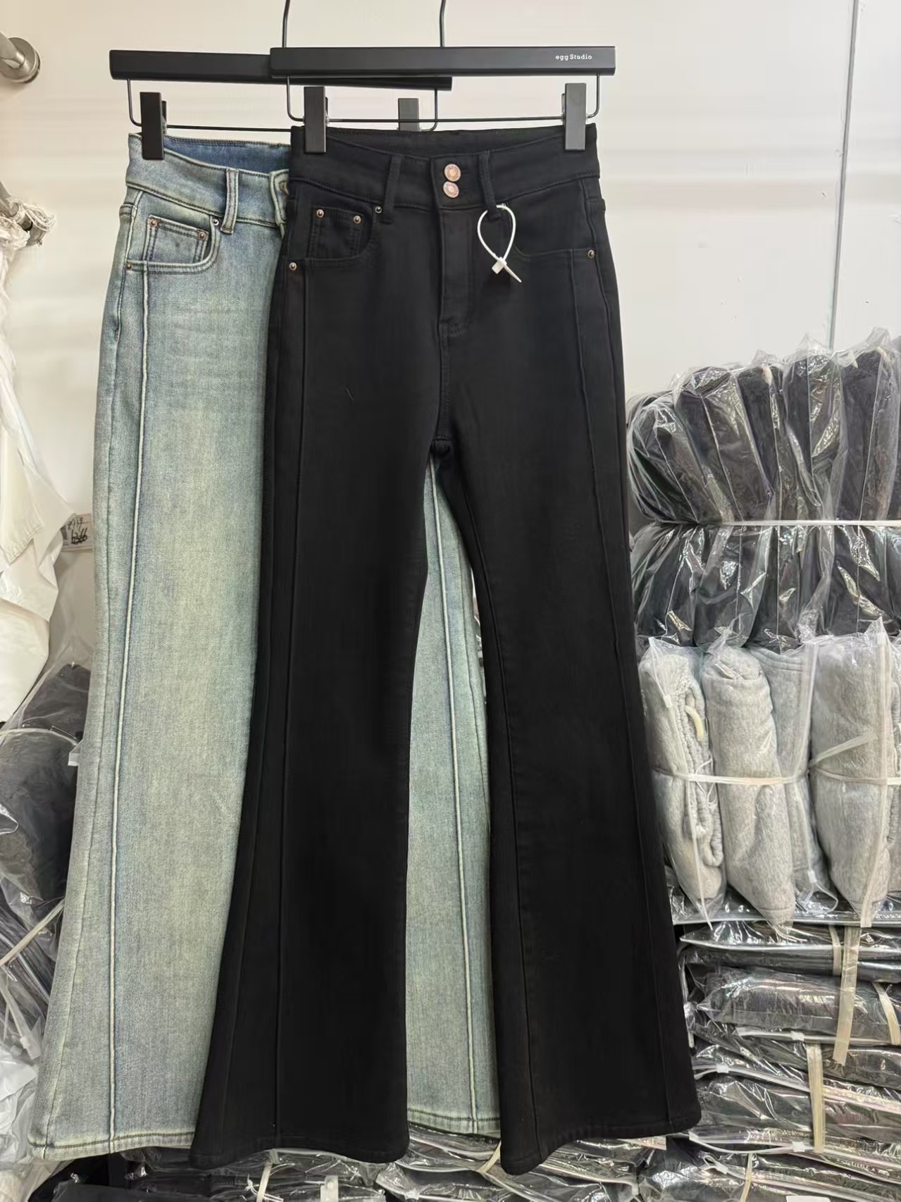 【现2516号 蓝色阔腿牛仔裤 瑕】--姐妹服装2店