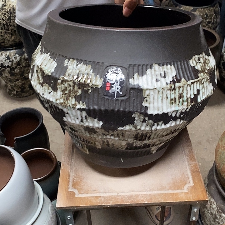 紫砂花盆口28高度29黑数8888