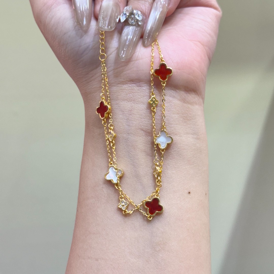 江江-X/Q【红贝贝双链手链】足金999精工5D手链 (附加218/0)