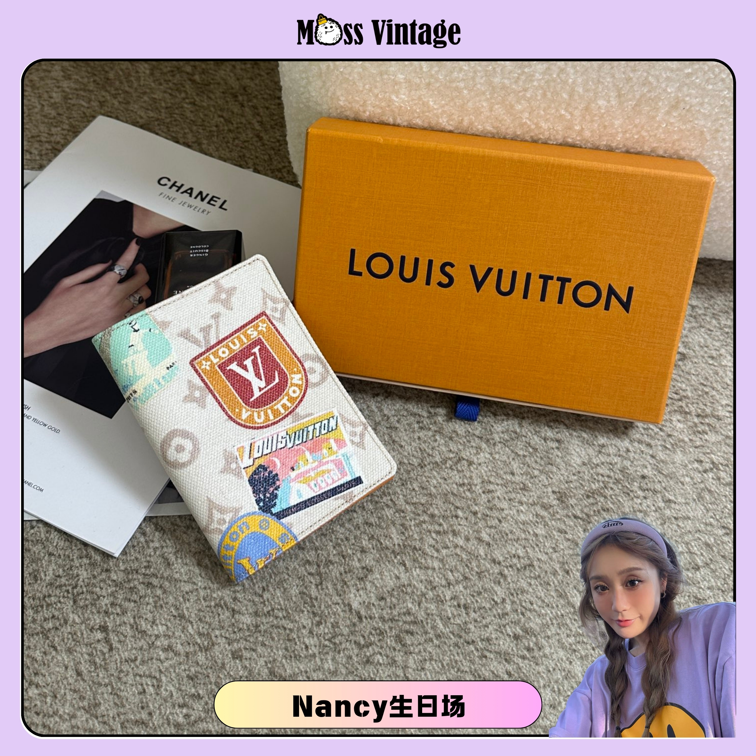 未使用 LouisVuitton/路易威登 生日-复古印花护照包/77941