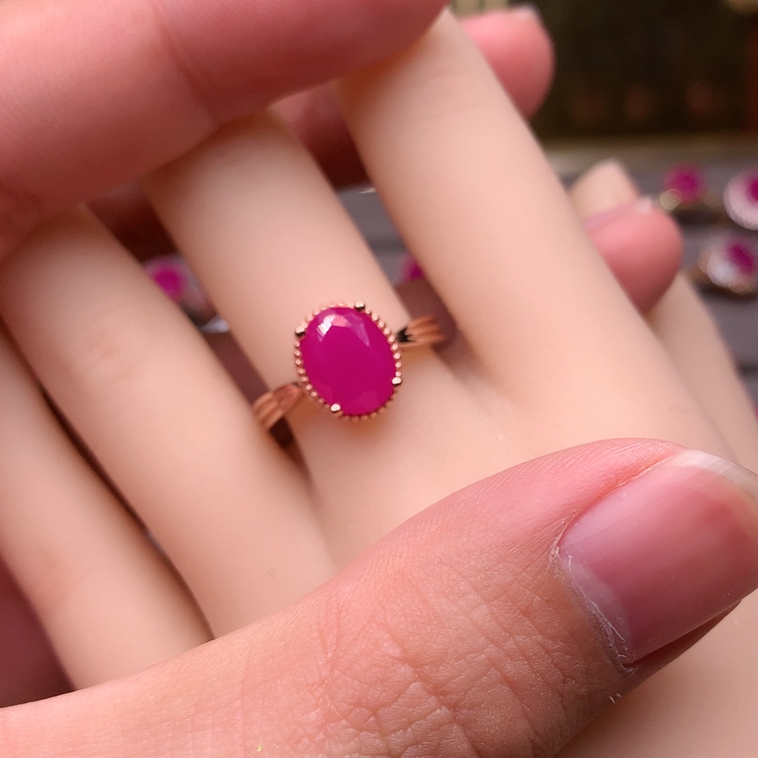 红宝石戒指银S925镶嵌