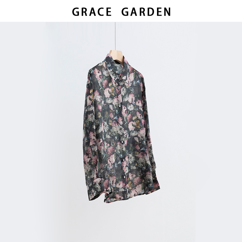 GRACE GARDEN【油画衬衫！】复古法式浪漫印花衬衫NCY5E1007