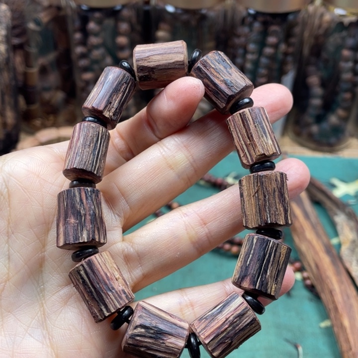 降真香手串/手链海南大叶带黄金甲1.6随型单圈