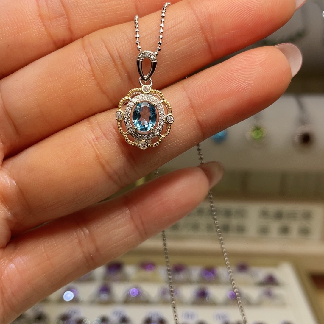 托帕石吊坠(赠链)银S925镶嵌