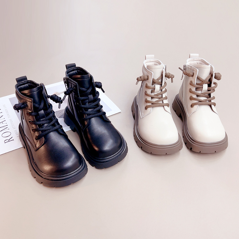 98058女童靴子童鞋2025秋冬季新款加绒儿童马丁靴男童皮靴潮短靴