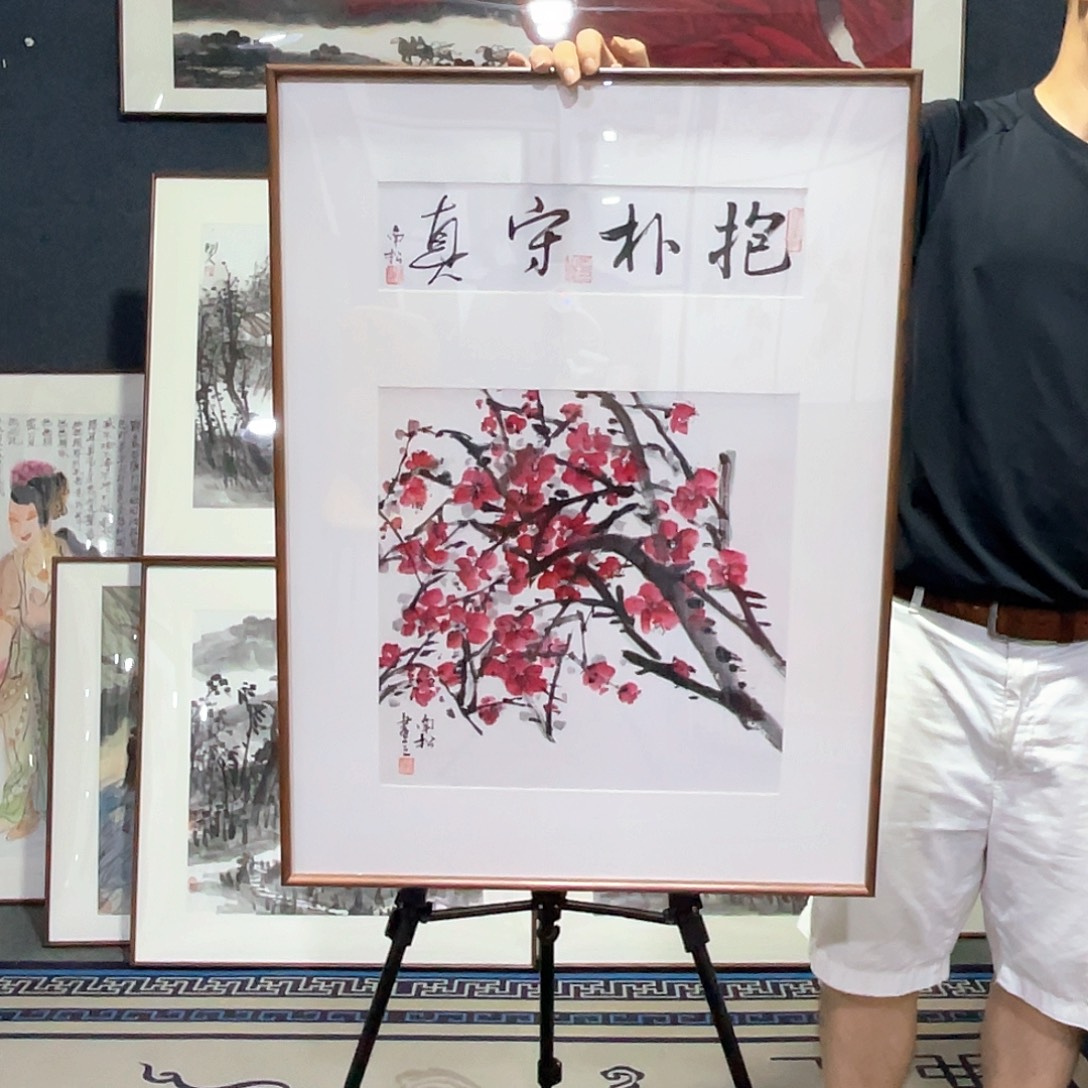 国画手绘画作品带框80/60
