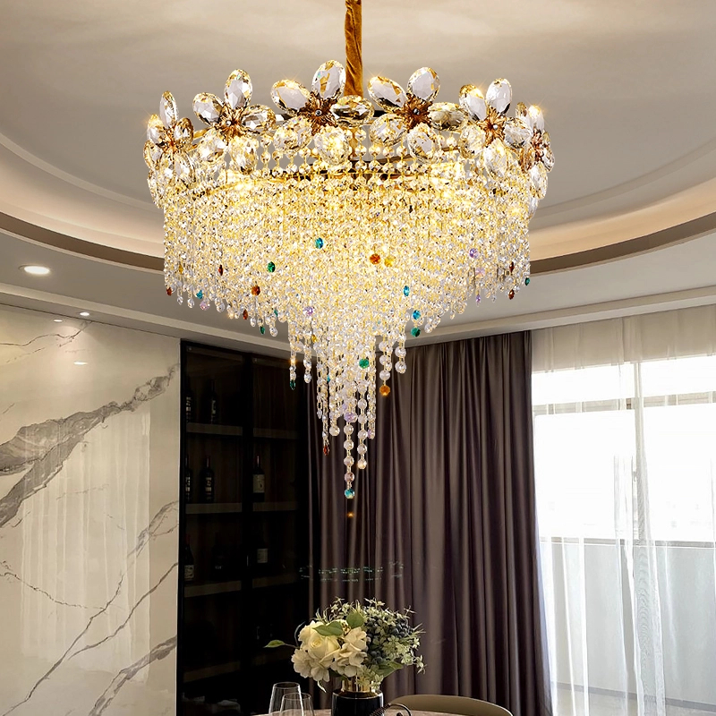 轻奢法式网红最新款客厅餐厅卧室水晶吊灯灯楼梯别墅酒店美式吊灯