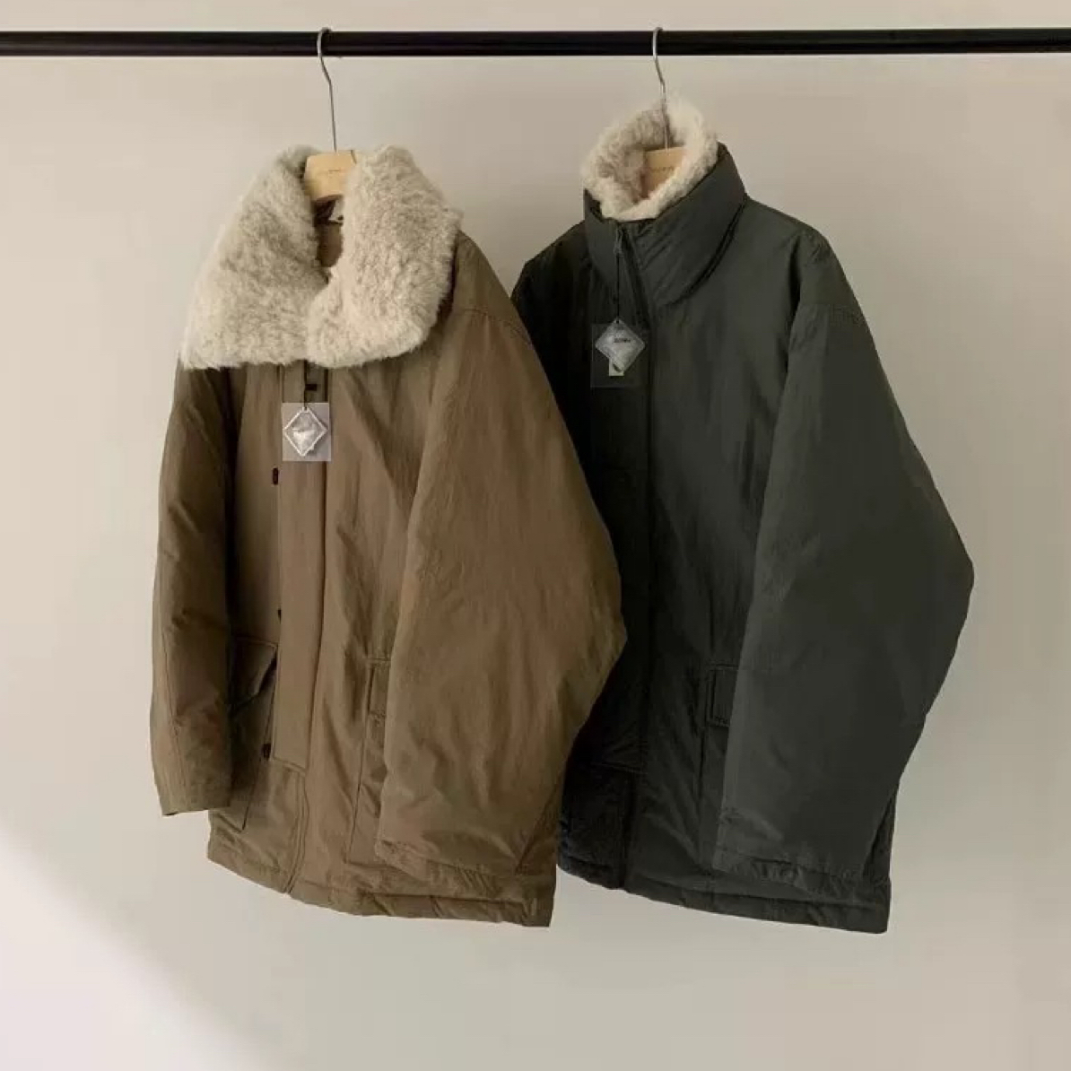 韩国东大门复古毛领宽松保暖羊羔毛派克服羽绒厚外套女