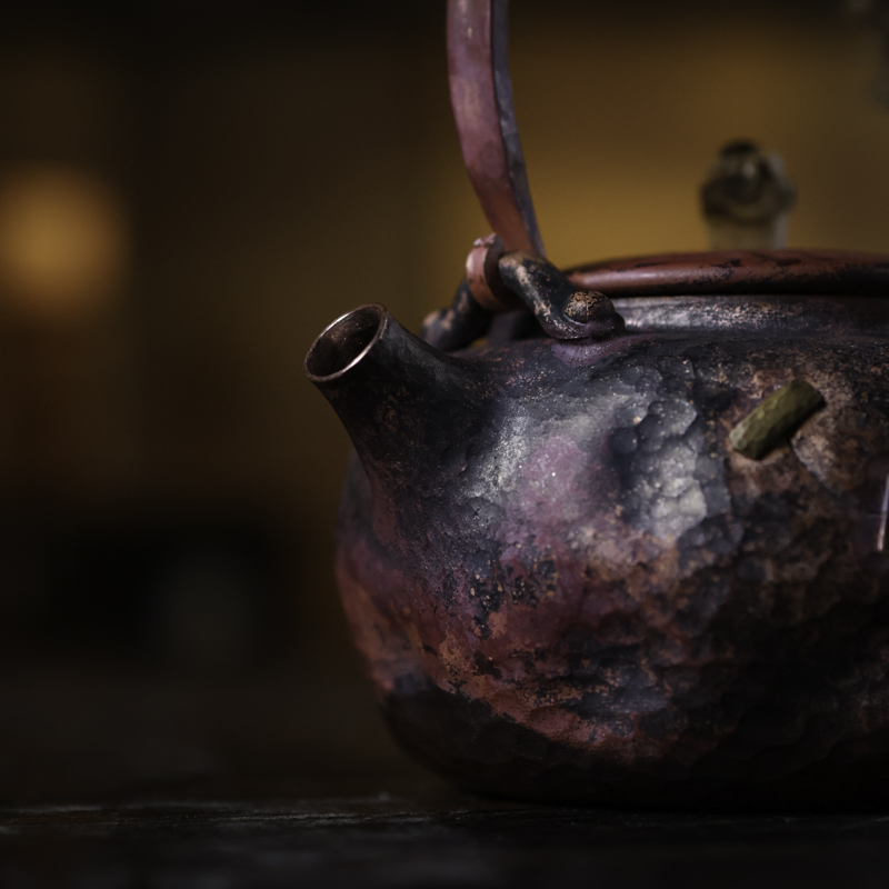 【喜器】大陨石纹补丁铆钉泡壶提梁壶200ml左右（麦棠0030)