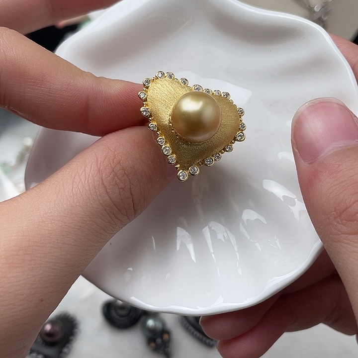 海水珍珠戒圈银S925镶嵌