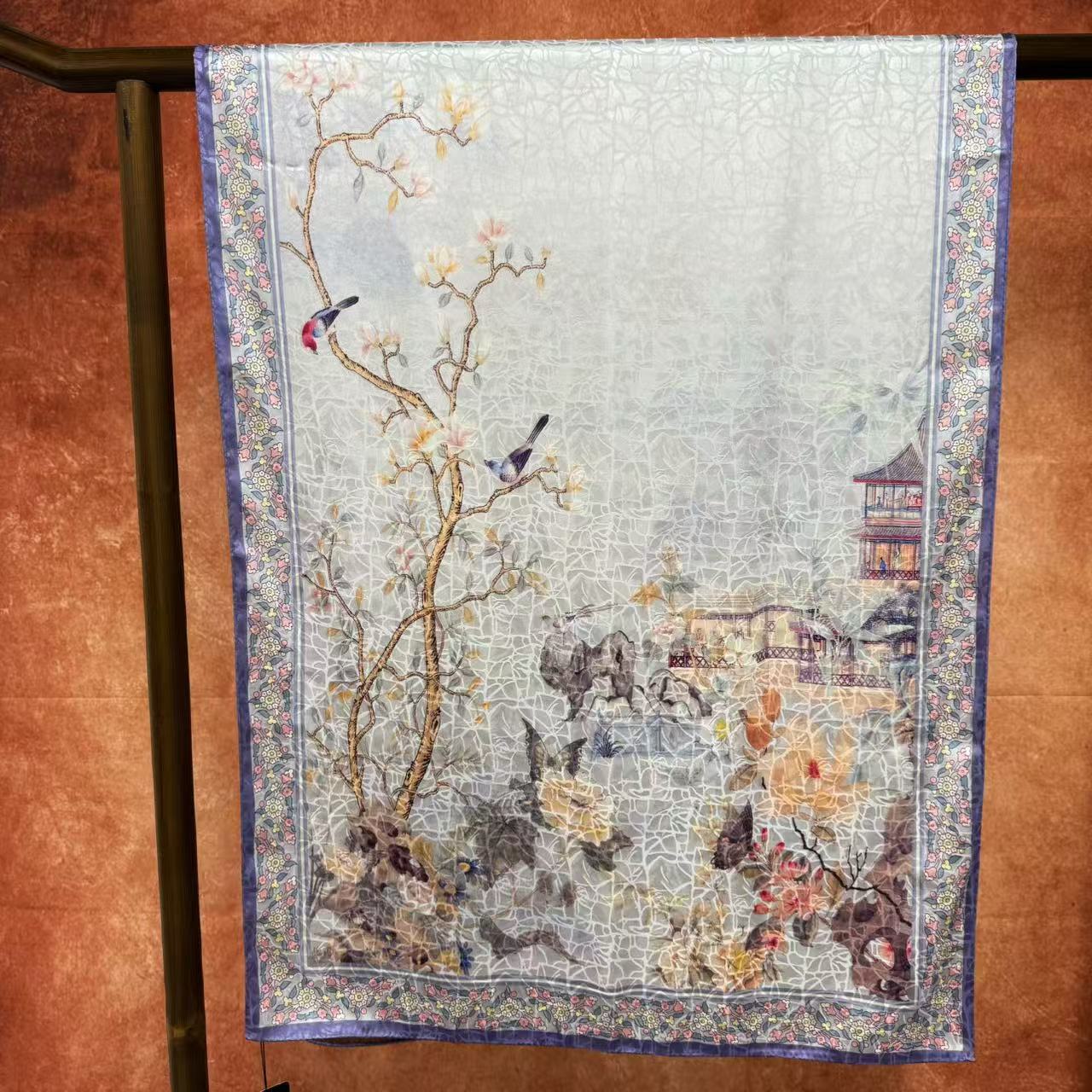 [南山小院]龟裂纹国风百搭披肩新中式长巾70*180（478-A）