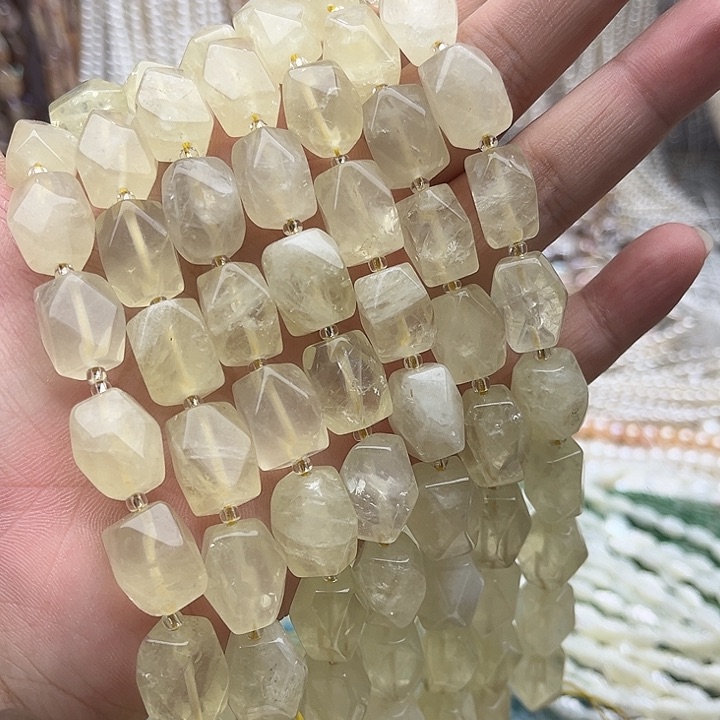 未镶嵌玛瑙/玉髓珠宝半成品一条10/14mm左右柠檬阿塞切面