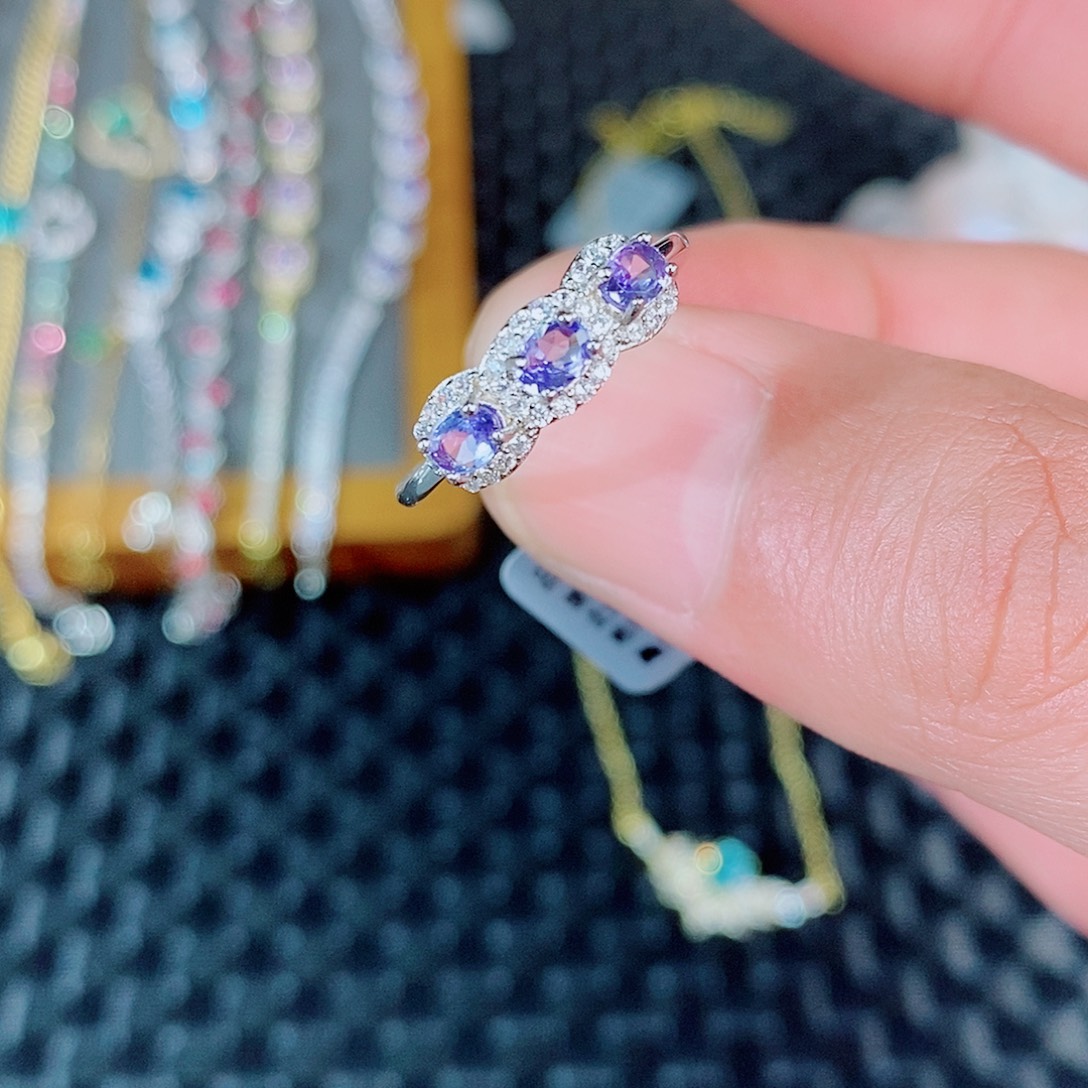 银S925镶嵌戒指碧玺