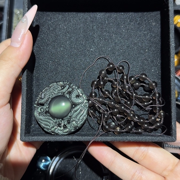 ๑***๑黑曜岩未镶嵌吊坠(赠链)