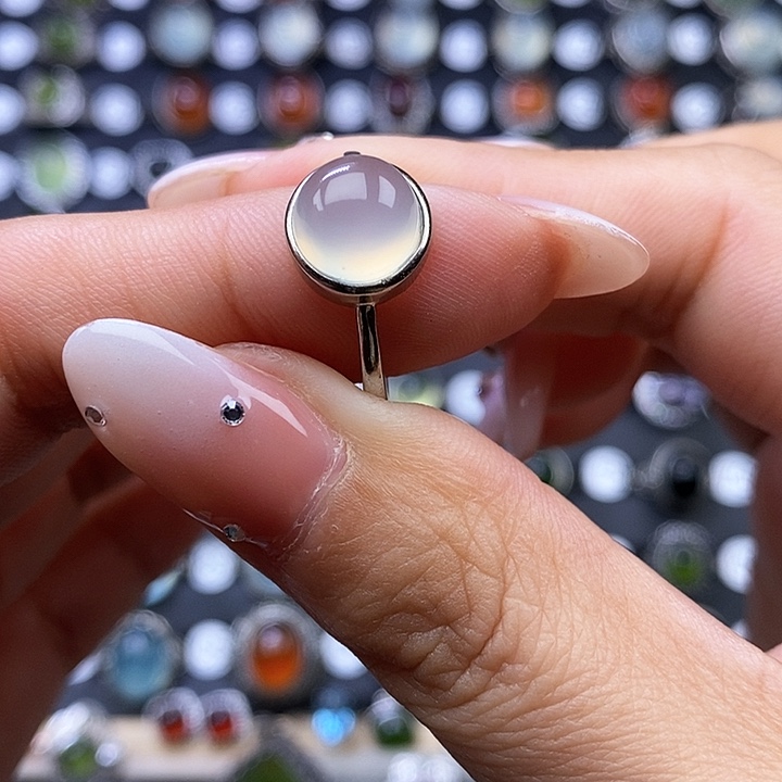 岫玉戒指银S925镶嵌戒指