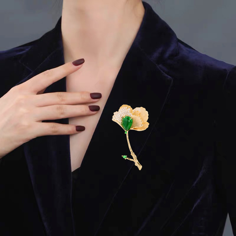 铜合金胸针 【朵韩推荐】-复古银杏叶胸针