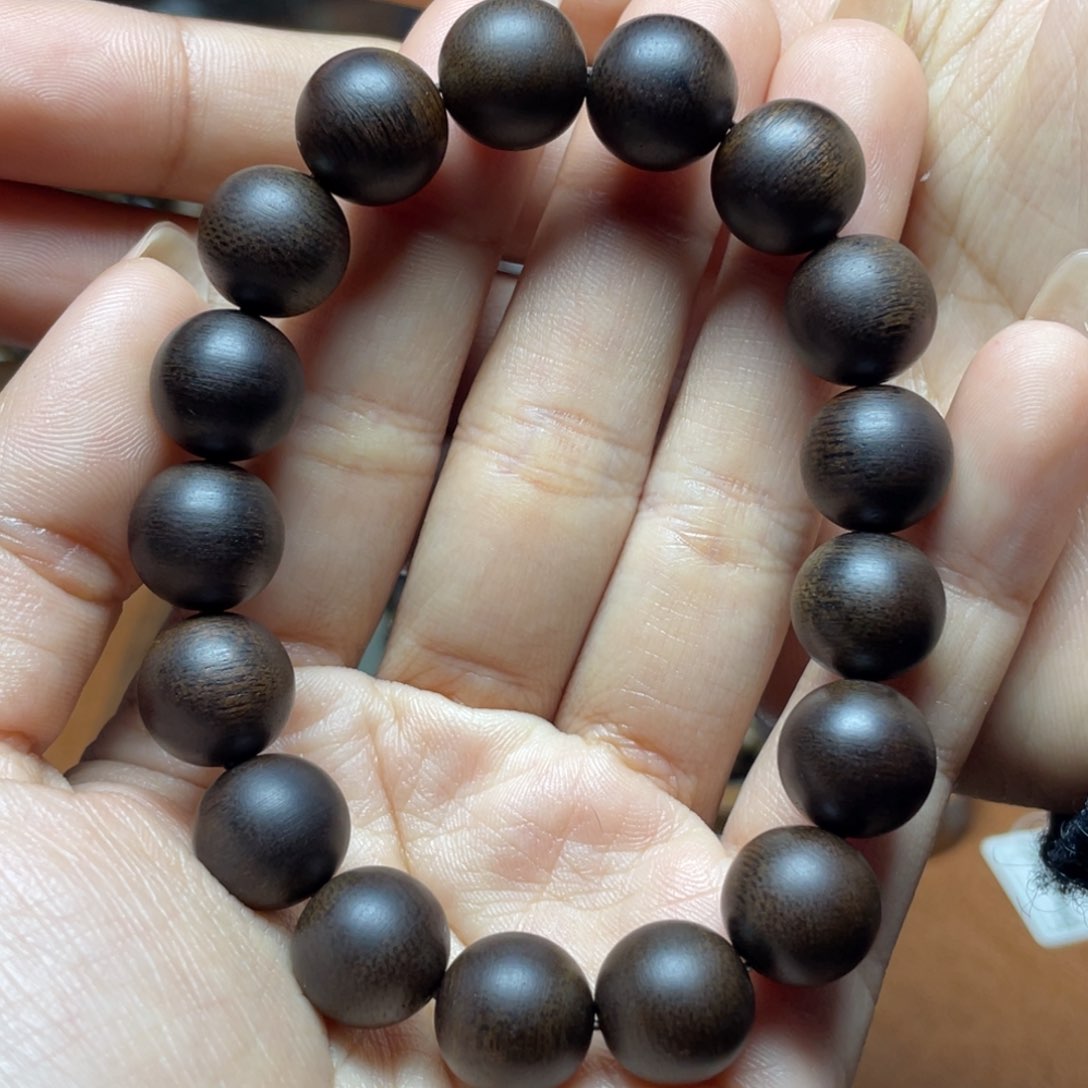 沉香手串越南芽庄白奇楠1.2玉化料圆珠沉水级