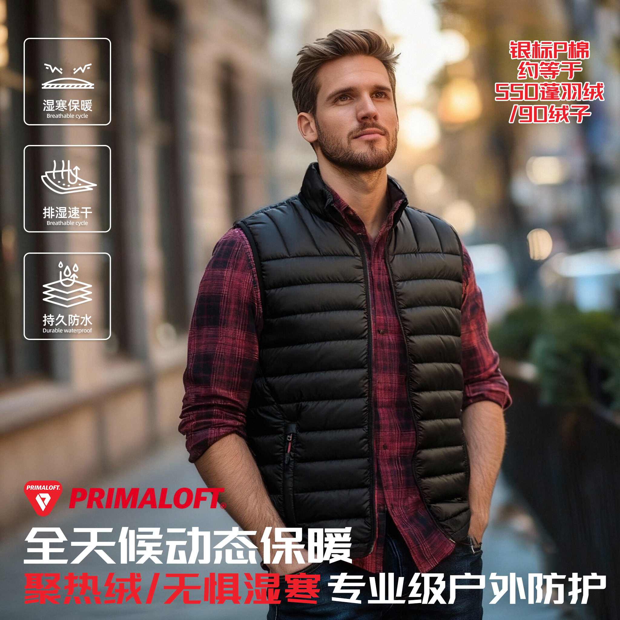 霍克银标P棉可折叠压缩男棉服户外休闲运动排甲男生HKMJ2509081