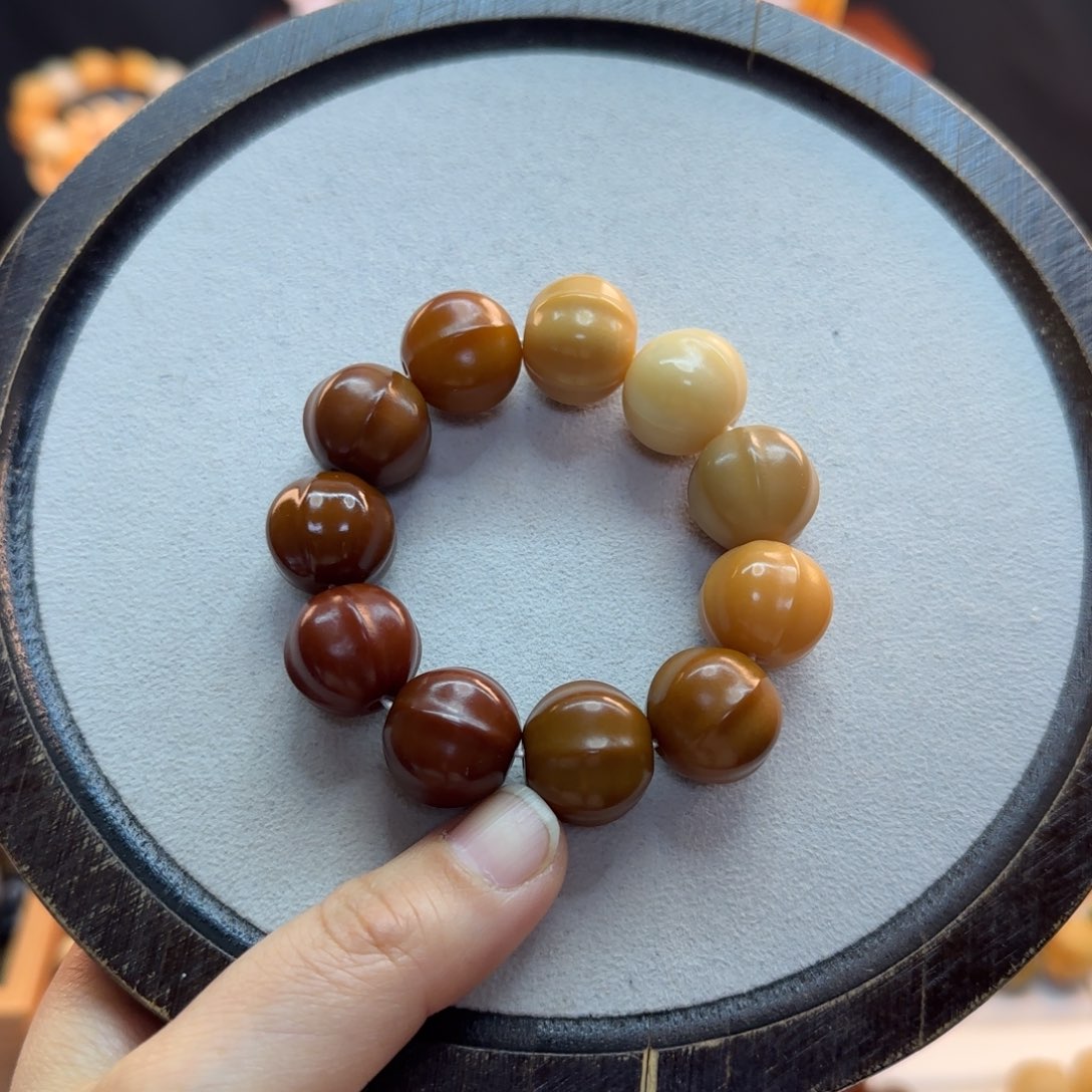 菩提根/象牙果手串卡18鲨鱼背干磨手捻瑕疵