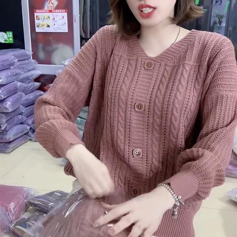 直播毛衣女士装2025新款秋冬季V领纯色长袖针织打底衫洋气上衣服