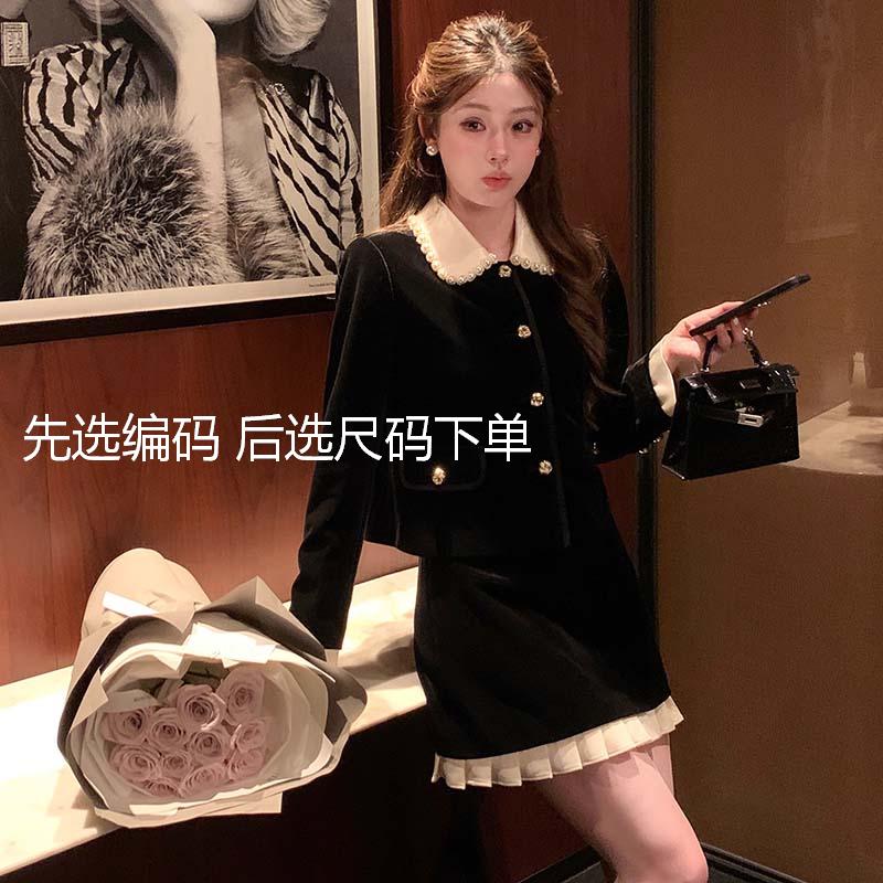 【铁锤】法式时尚花朵裙摆小黑裙重工千金女装701-703