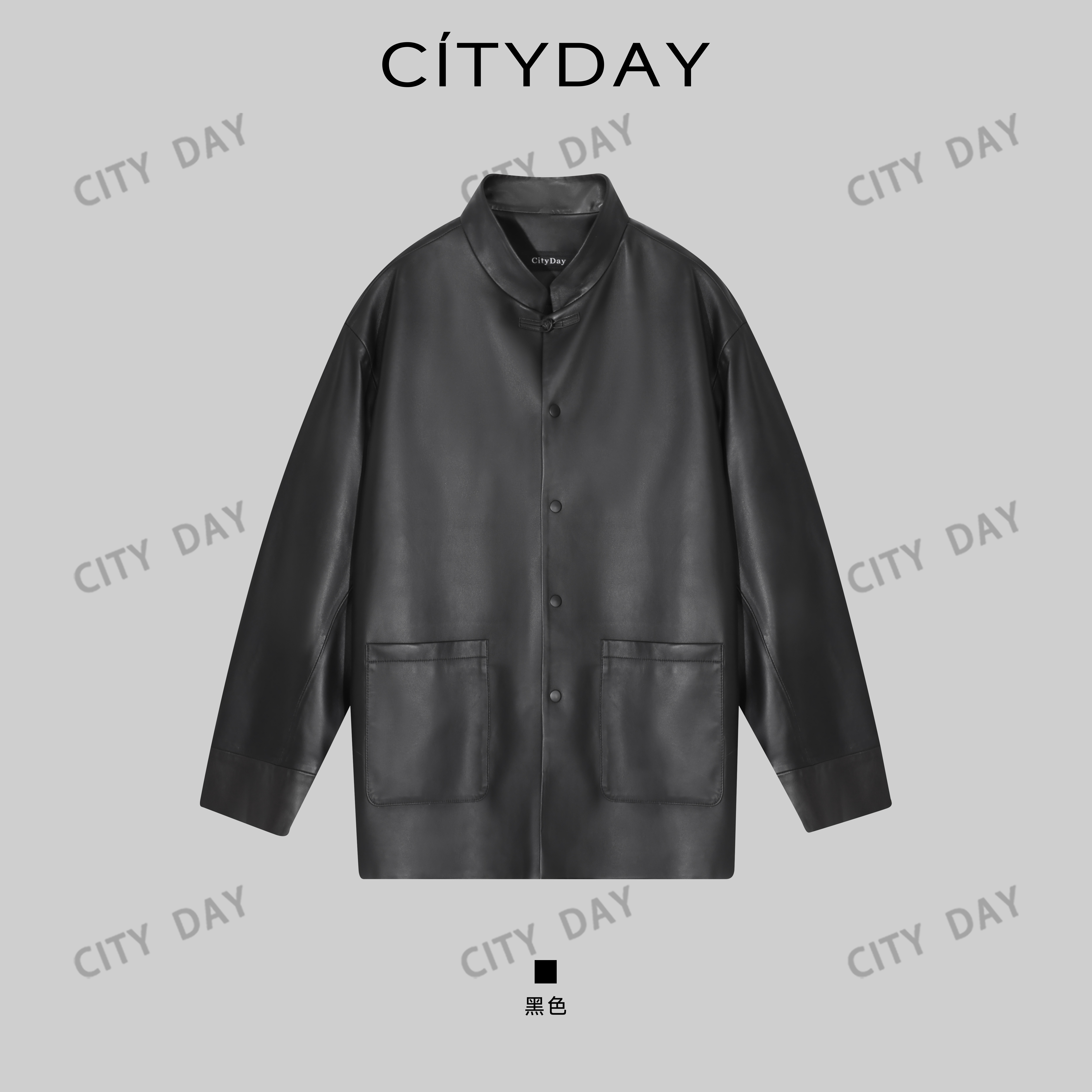 CityDay【楠哥】龙的传人·绵羊皮新中式老钱小立领皮衣外套 70205