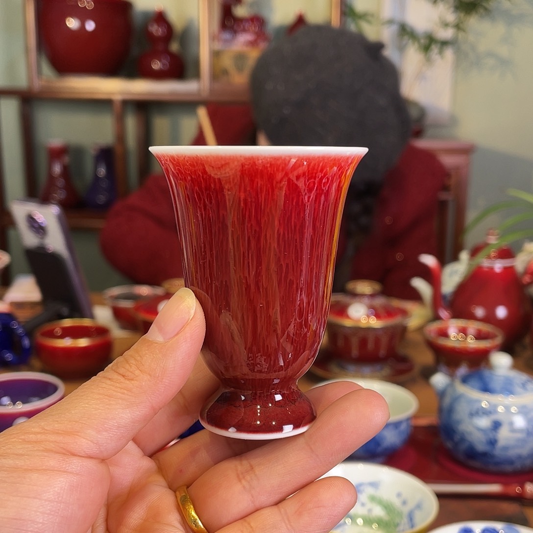 清欢雅玩原矿郎红福利杯高足闻香杯