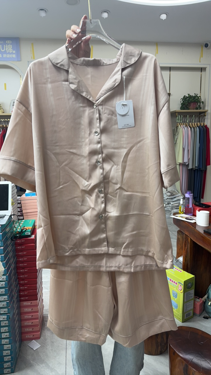 竖条睡衣家居服套装3077