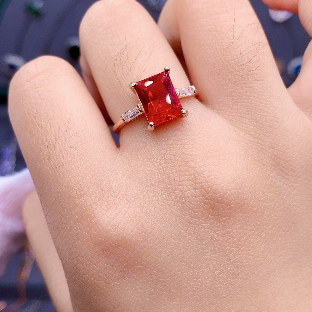 红宝石戒指银S925镶嵌
