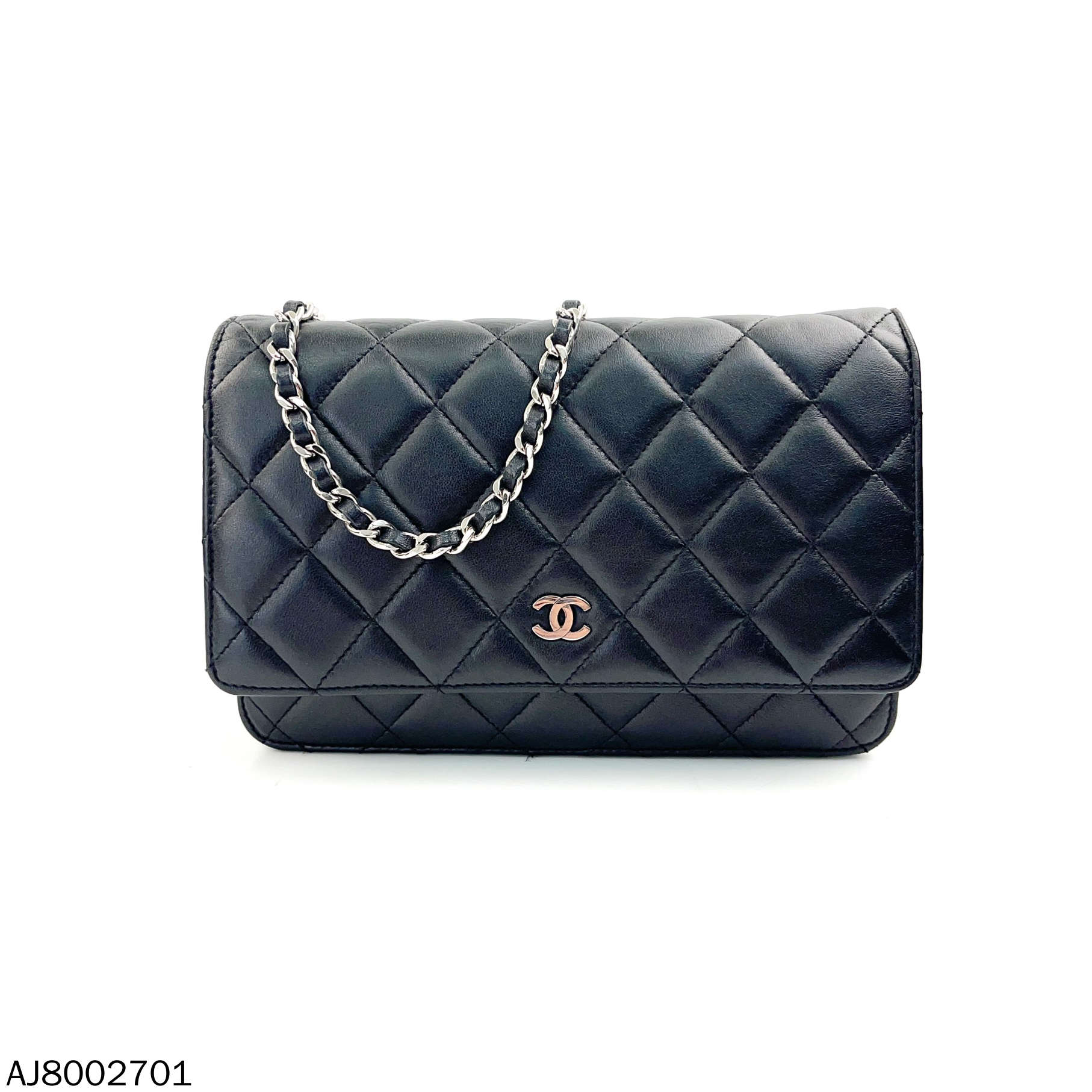 95新 Chanel/香奈儿 黑银发财包WOC/AJ8002701/单肩链条包