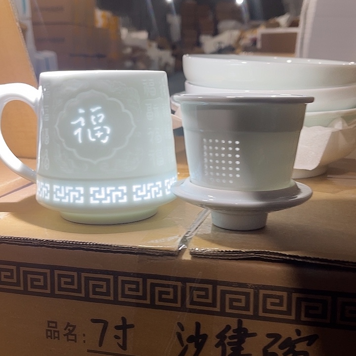 瓷片百福办公杯一个，包邮，容量450