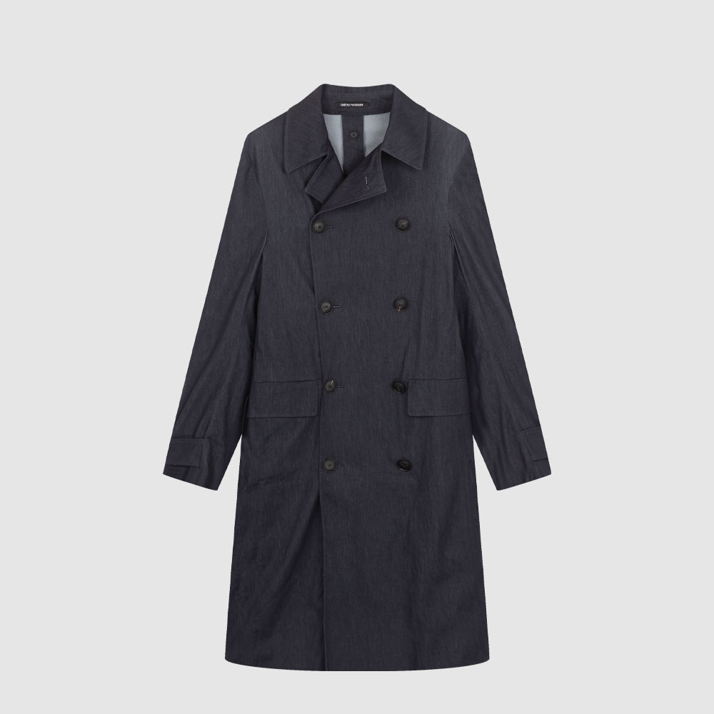 EMPORIO ARMANI阿玛尼EA双排扣长款风衣外套21LCW221520921