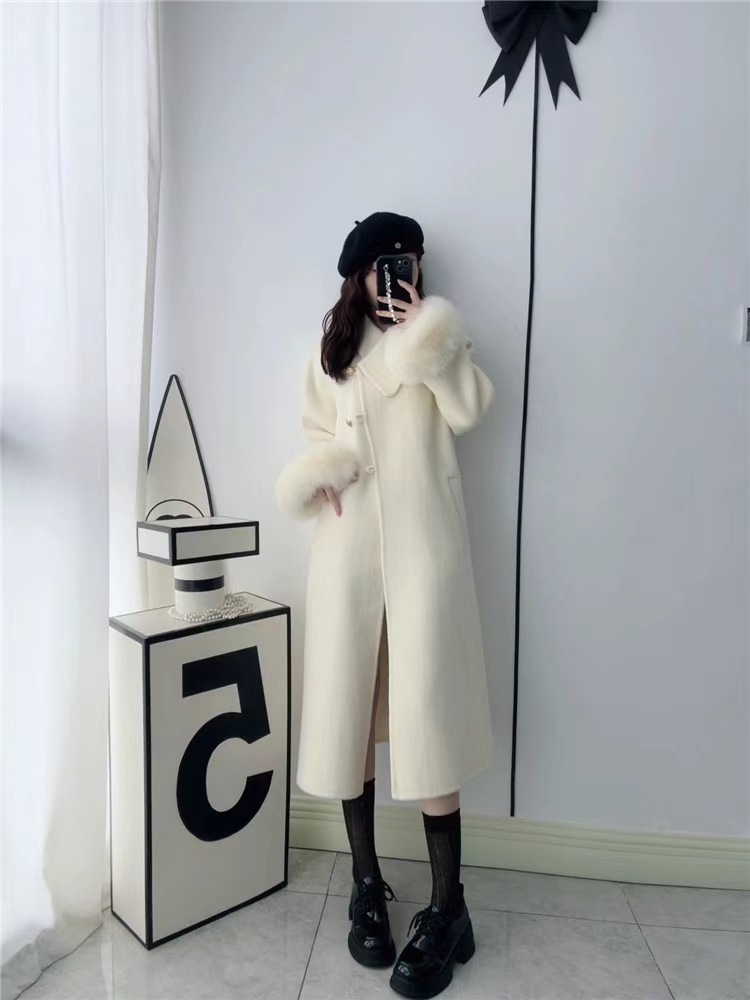 401-500  气质长款女士冬款百搭双面韩版毛呢外套