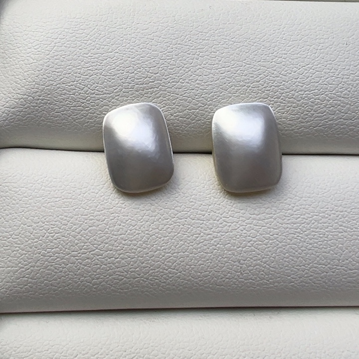 非金属925银精致方形耳钉