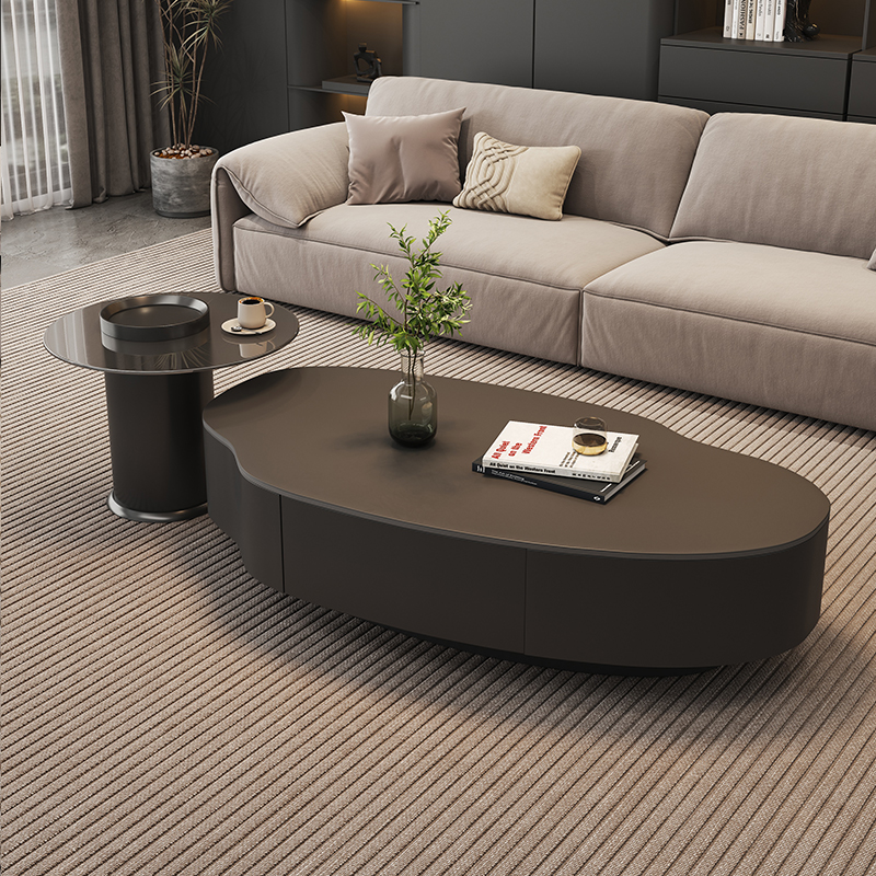 粉魅岩板工艺意式简约可耐磨铁艺茶几轻奢简约北欧时尚客厅茶几